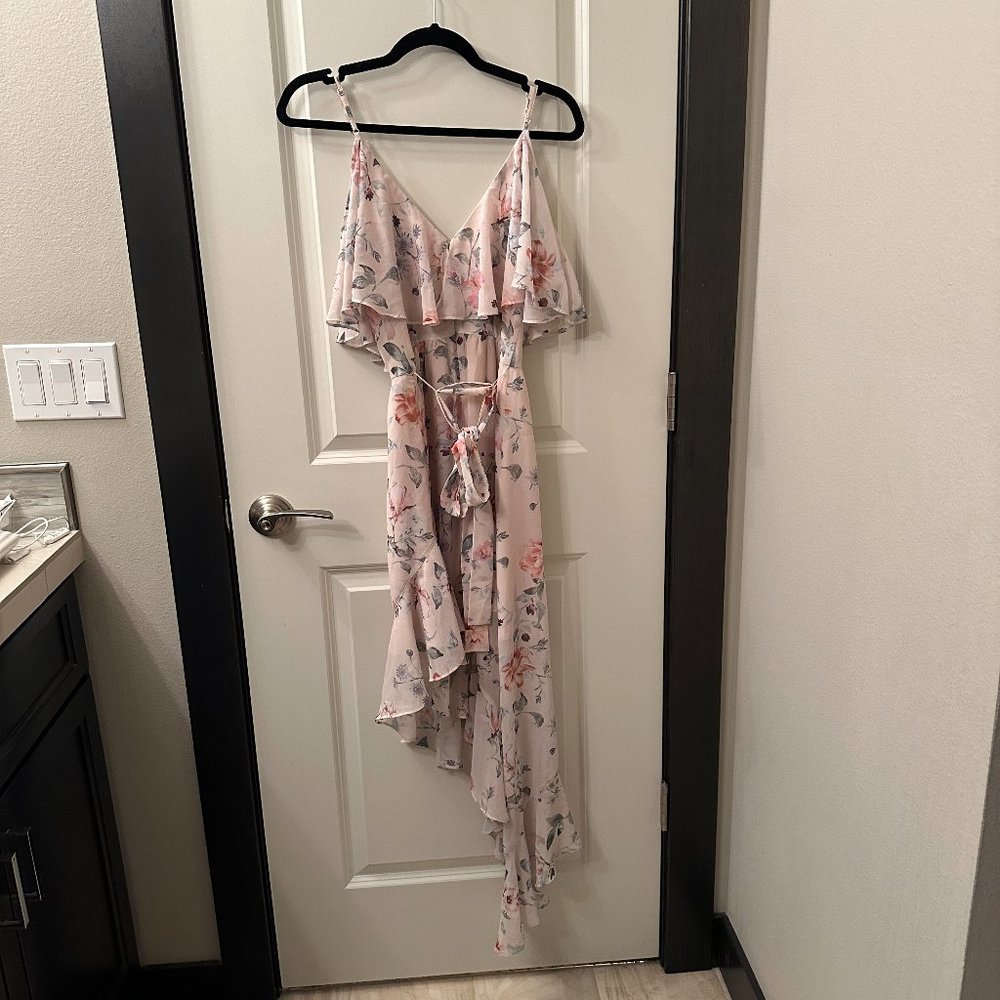 Evernew Asymmetrical Floral Frilly Dress